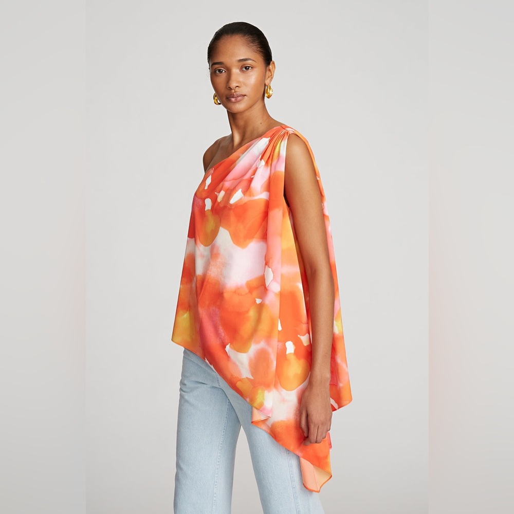 HALSTON Steffi One Shoulder Top Sz 14 A Little Loved ❤️ - Picture 3 of 5